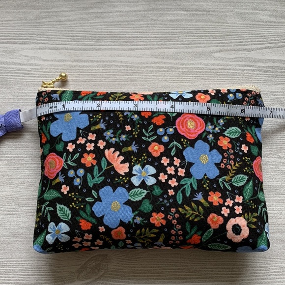 Small Zipper Pouch by Rifle Paper Co. Wild Rose Metallic Black Fabric - Picture 9 of 10